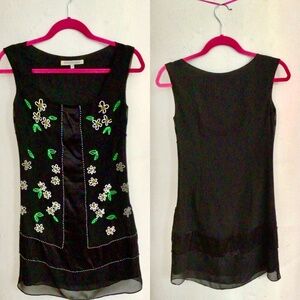 Diane Von Furstenburg Black Mini Beaded Dress